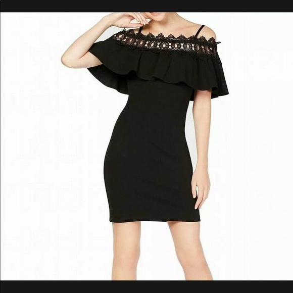 BCX Black Lace-Trim Off-The-Shoulder Dress - Picture 2 of 5
